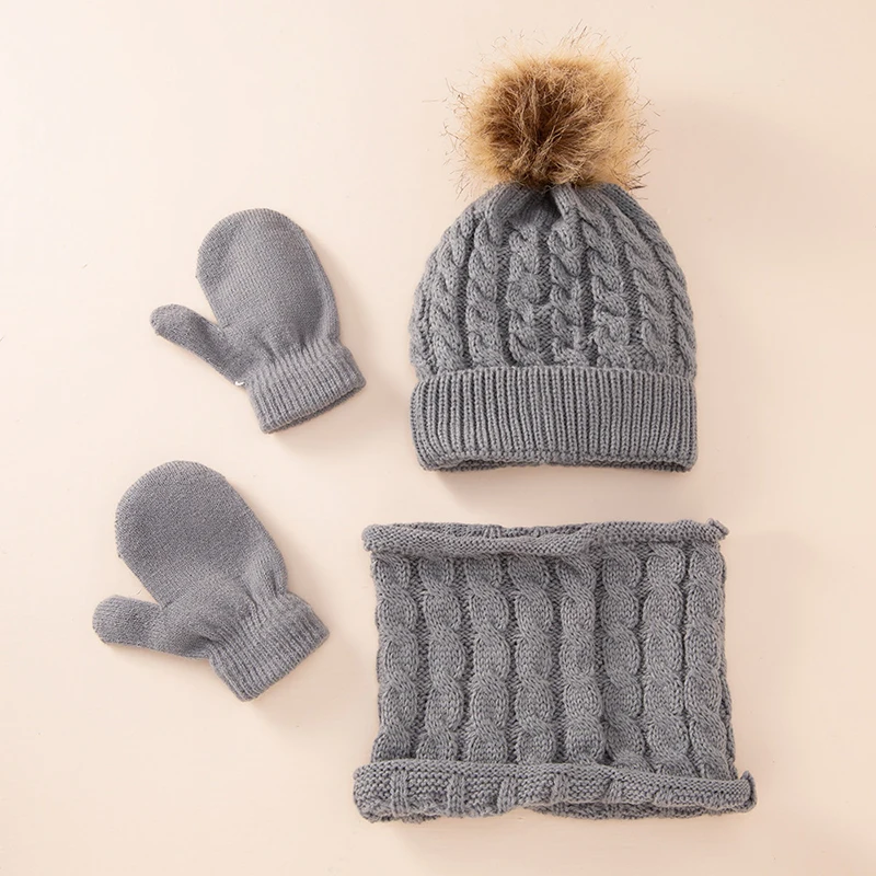 Child Winter Hat Scarf Gloves Set 3 Piece Sets