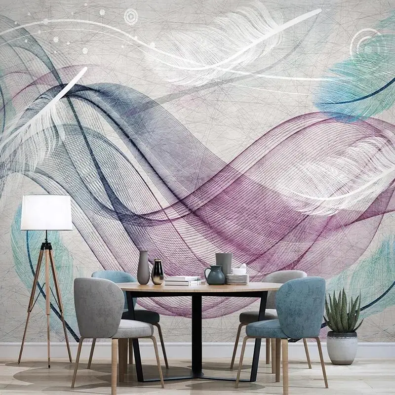 

Modern Abstract Art Wallpaper 3D Colorful Feather Line Murals Living Room TV Sofa Background Wall Decor Papel De Parede Frescoes