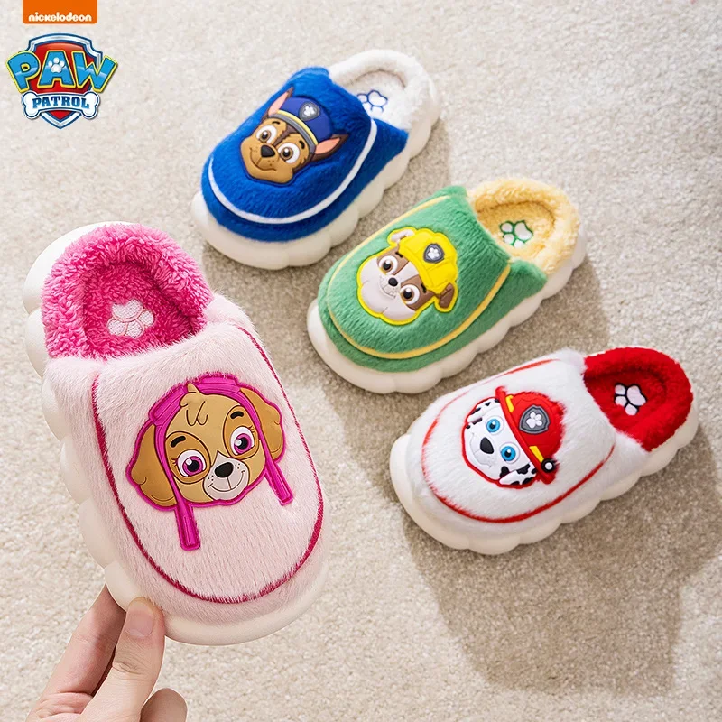 Paw Ronds Kids Winter Warm Cotton Shoes Anime Figures Chase Skye Marshall Toddler Girl Baby Boy Fur Slides Cotton Indoor Shoes