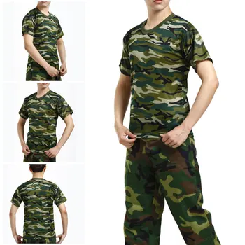 Camicia tattica mimetica T-shirt da combattimento ad asciugatura rapida da uomo a maniche corte T-shirt mimetica Camicie da caccia per escursioni all'aperto