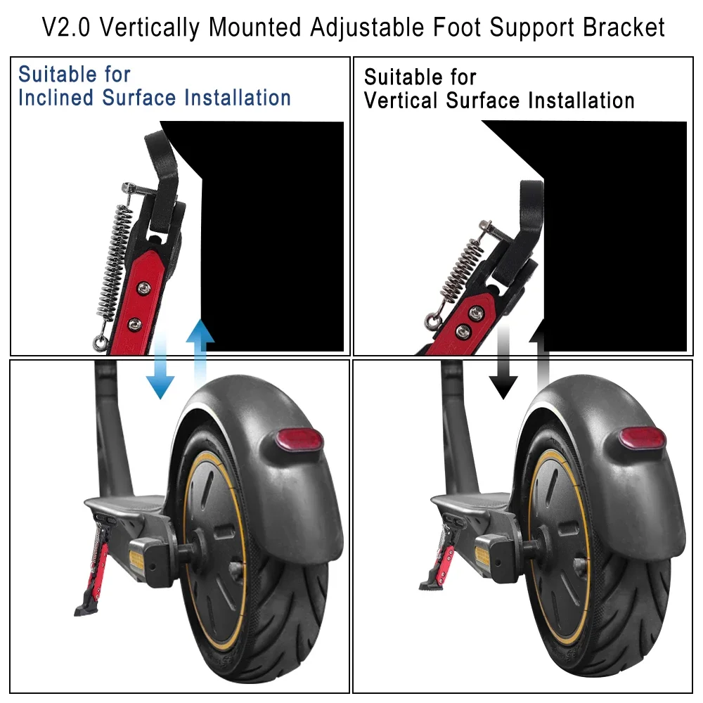 Für Elektroroller Ständer Seite Parkhalterung Unterstützung Seite Vertikale Montage V2.0 Einstellbare Fußhalterung Teile – Detail 2
