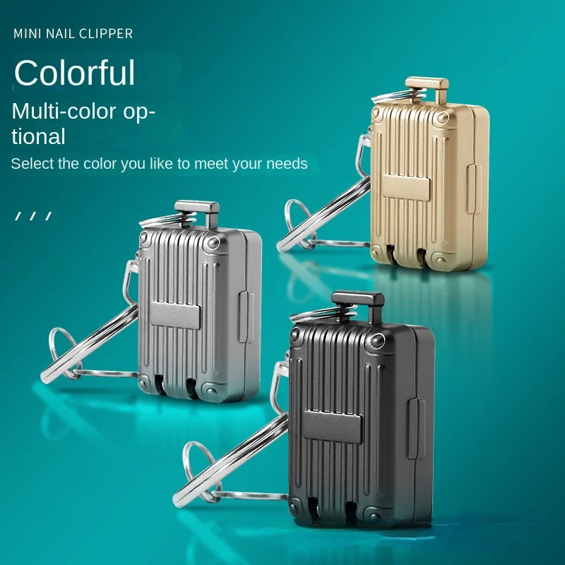 Stainless Steel Fingernail Clipper Metal Foldable Mini Nail Clipper Trim Nails Creative Luggage Compartment Keychain