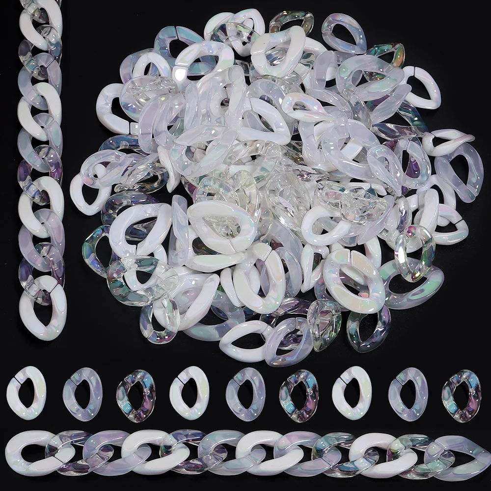 20 teile/beutel Weiß Transparent AB farbe Acryl Link Kette Stecker für Schmuck Machen Komponenten Frau Handtasche Teile Zubehör