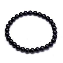 Nature Black Shungite Energy Bracelet for Healing and Meditation (6mm)