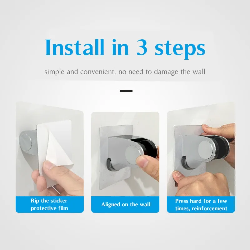 EHEH Traceless Shower Head Holder Hooks Adjustable Self-adhesive Rustproof Durable Shower Holder No drill Bathroom Accessory