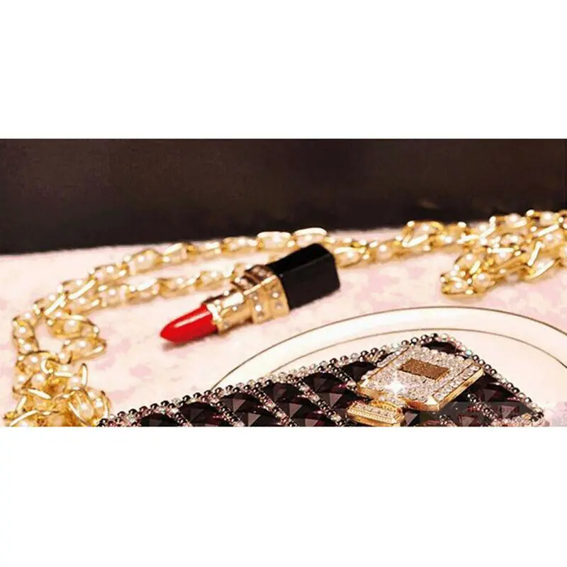 Luxury Shiny Bling Diamond Perfume Bottle Phone Case For iPhone 11 12 13 14 15 Pro Max XS XR 7 8 Plus With Chain DIY Back Cover