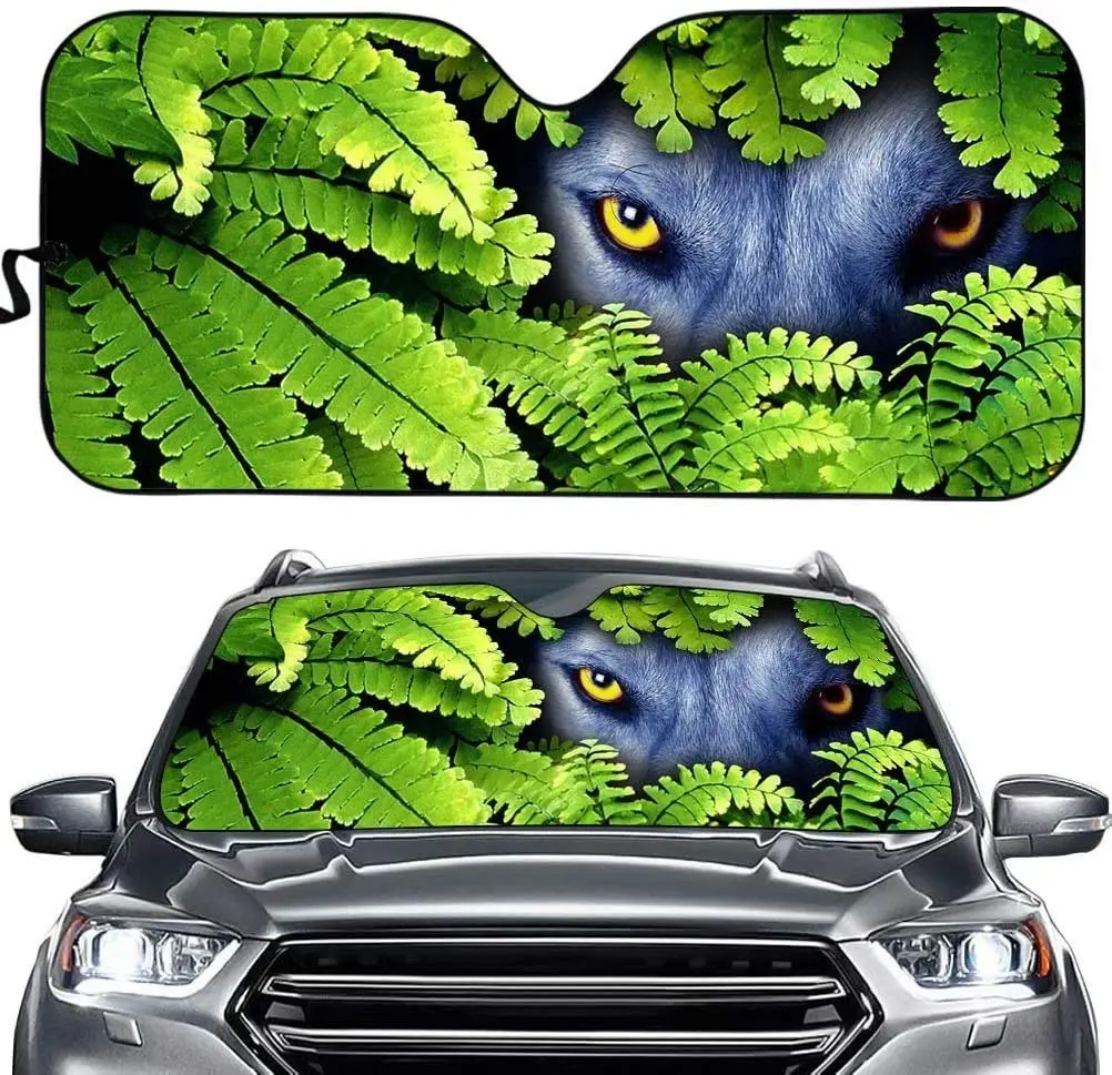 

Cumagical Laeves Wolf Foldable Front Windshield Sunshade Animal Design Car Front Window Sunshade Universal Fit Car SUV Truck