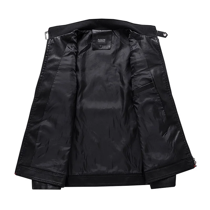 Autumn and Winter Leisure Motorcycle Stitching Pu Leather Jacket Men's Fashion Stand-up Collar Retro Warm PU Leather Jacket