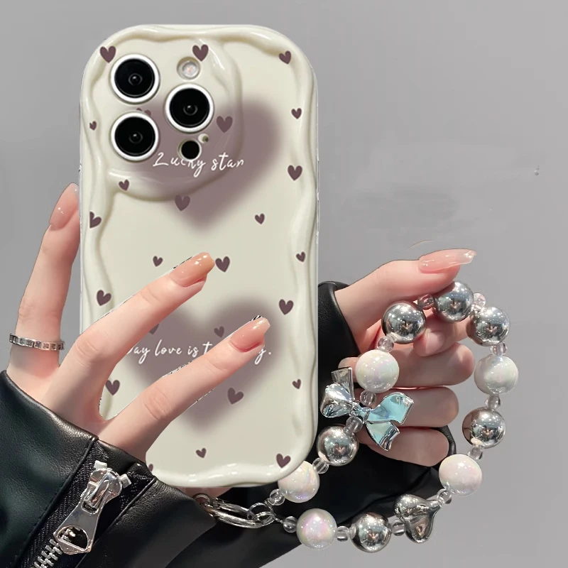 Floral Love Pendant Silicone Phone Case – Soft Chain Cover Design