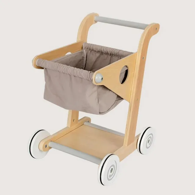 2-in-1 Activity Push Stroller For Infant/ Child, 4 Wheel Wooden Toddler Play Wagon, From Sit to Stand Baby Learning Walker 3