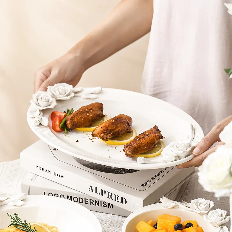 

Retro plates, western restaurants, plates, tableware, home decoration plates, ceramic spaghetti bowls, western food.