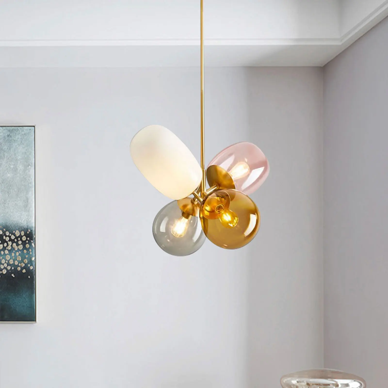 

Люстра в виде разноцветного стеклянного шара, потолочная лампа в виде разноцветного шара для гостиной, спальни
