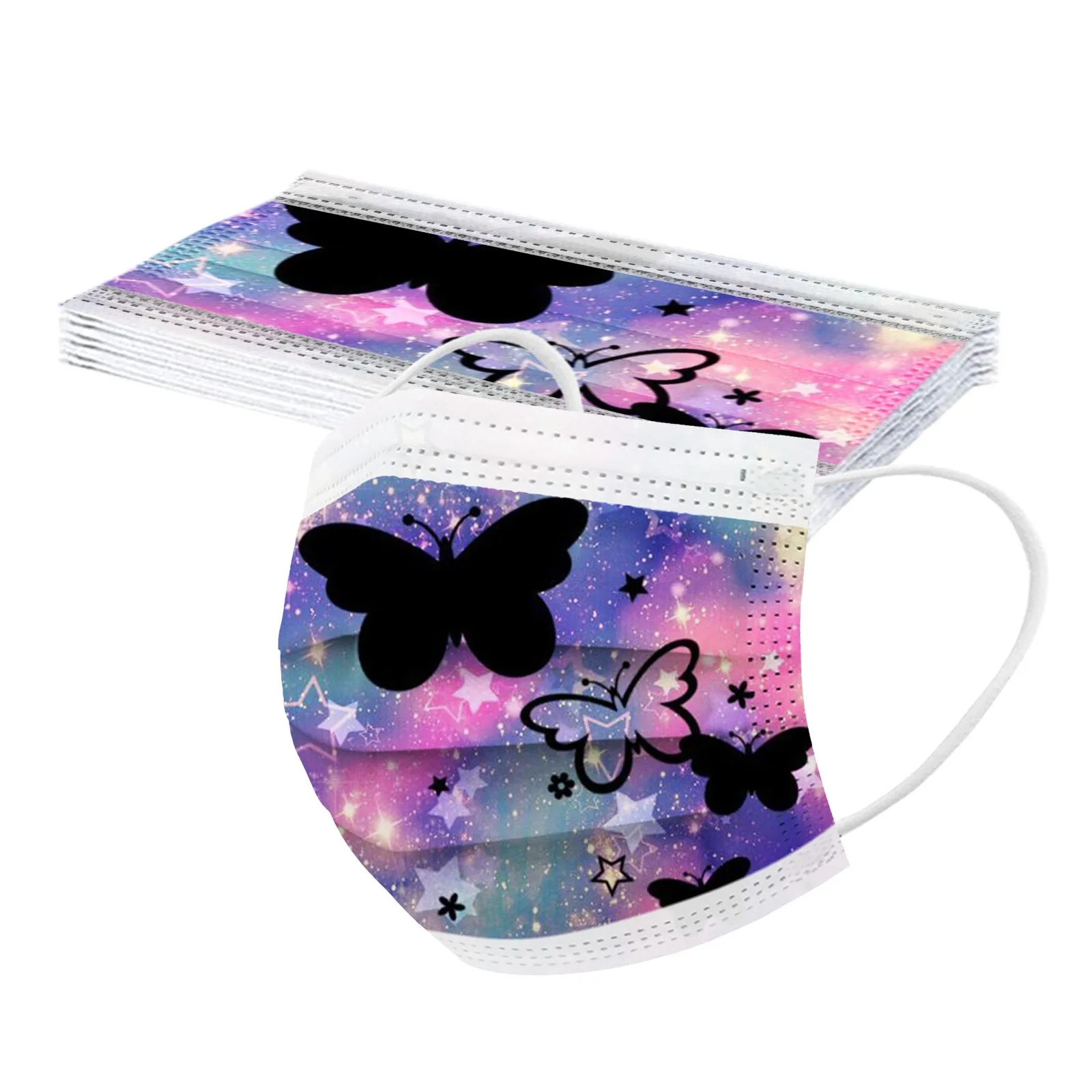 10PCS Children Mask Five-Pointed Star Printing Disposable Mask 3ply Ear Loop Breathable Facemask Masque Mascarillas