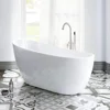 Contemporary White 54" Acrylic Freestanding Bathtub Soaking Tub with Brushed Nickel Overflow Non-Slip Design High Quality 2