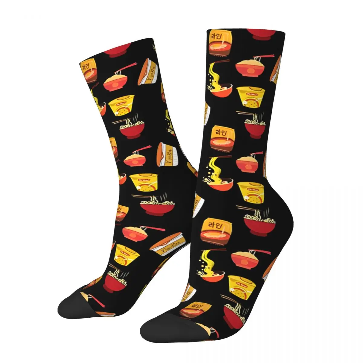 

Happy Funny Men's compression Socks Noodles Sticker Retro Harajuku Ramen Noodle Hip Hop Novelty Pattern Crew Crazy Sock Gift