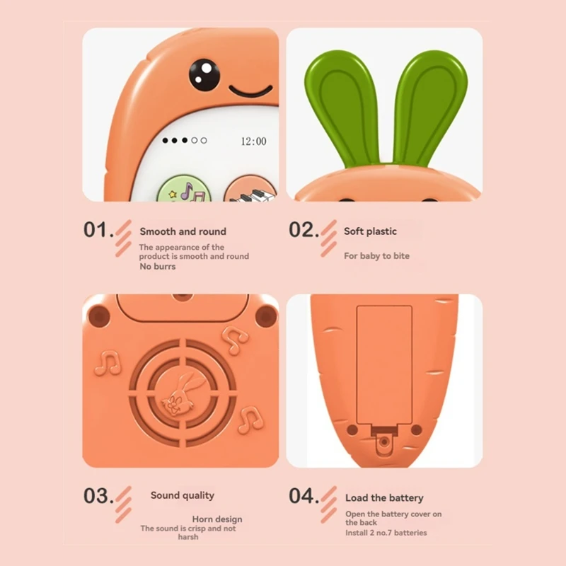 T84C-Baby Cell Phone Toy With Early Education & Music, Learning Educational Fake Phone For Kids, Sensory Toy For Kids
