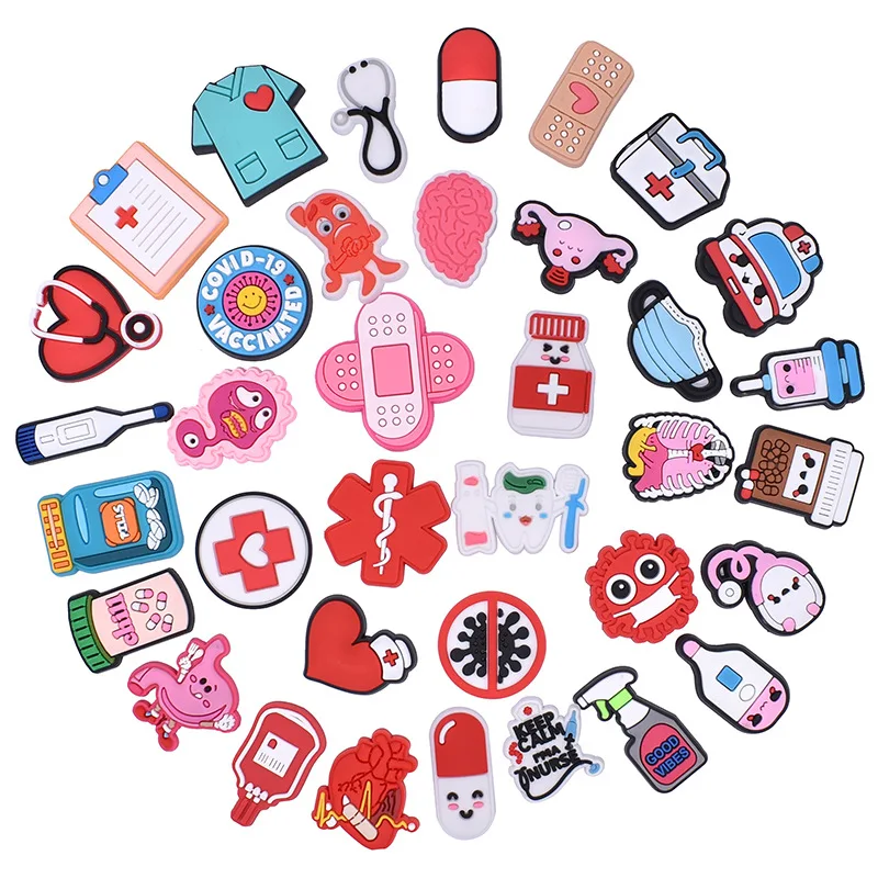 Shoe Charms Decorations Shoe Charms Accessories Fits for Crocs Single Sale 1pcs Decorations PVC Buckle for Kids Party Christmas Gifts Doctor Nurse