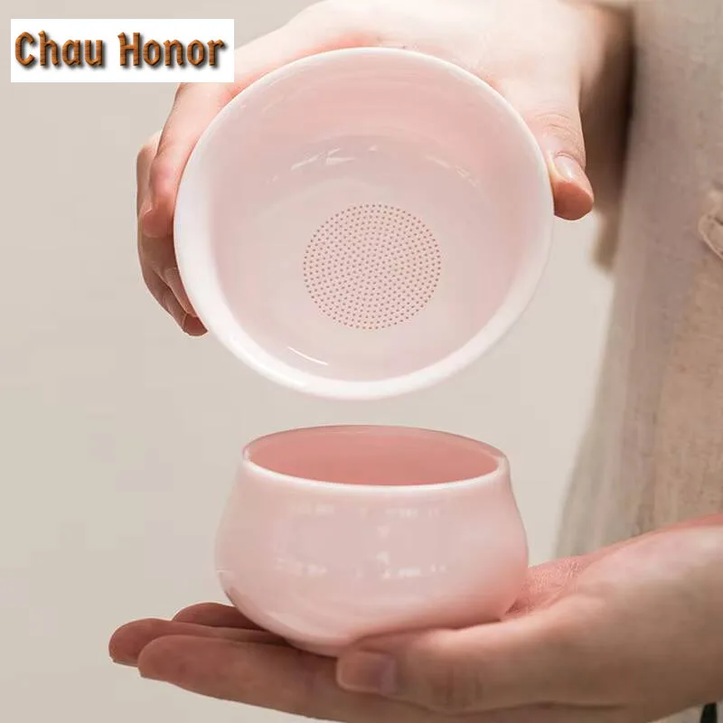 High-end Lanolin Jade Porcelain Tea Leak Handmade Household Chinese Kung Fu Tea Set Tea Ceremony Accessories Tea Separator Gifts
