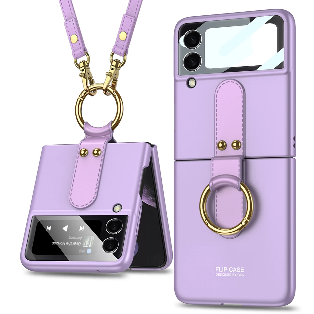 samsung cute phone cover Anti-fall Ring Holder Phone Case For Samsung Galaxy Z Flip 3 Back Cover for Galaxy Z Flip Zflip3 Shell Folding Ring Stand Case silicone cover with s pen