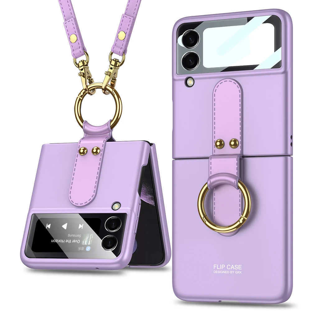 samsung cute phone cover Anti-fall Ring Holder Phone Case For Samsung Galaxy Z Flip 3 Back Cover for Galaxy Z Flip Zflip3 Shell Folding Ring Stand Case silicone cover with s pen Cases For Samsung