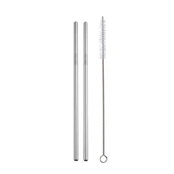 Vibrant Stainless Steel Reusable Drinking Straws with Cleaning Brush - Eco - Friendly Party & Bar Accessories (B - 2Pcs - S)