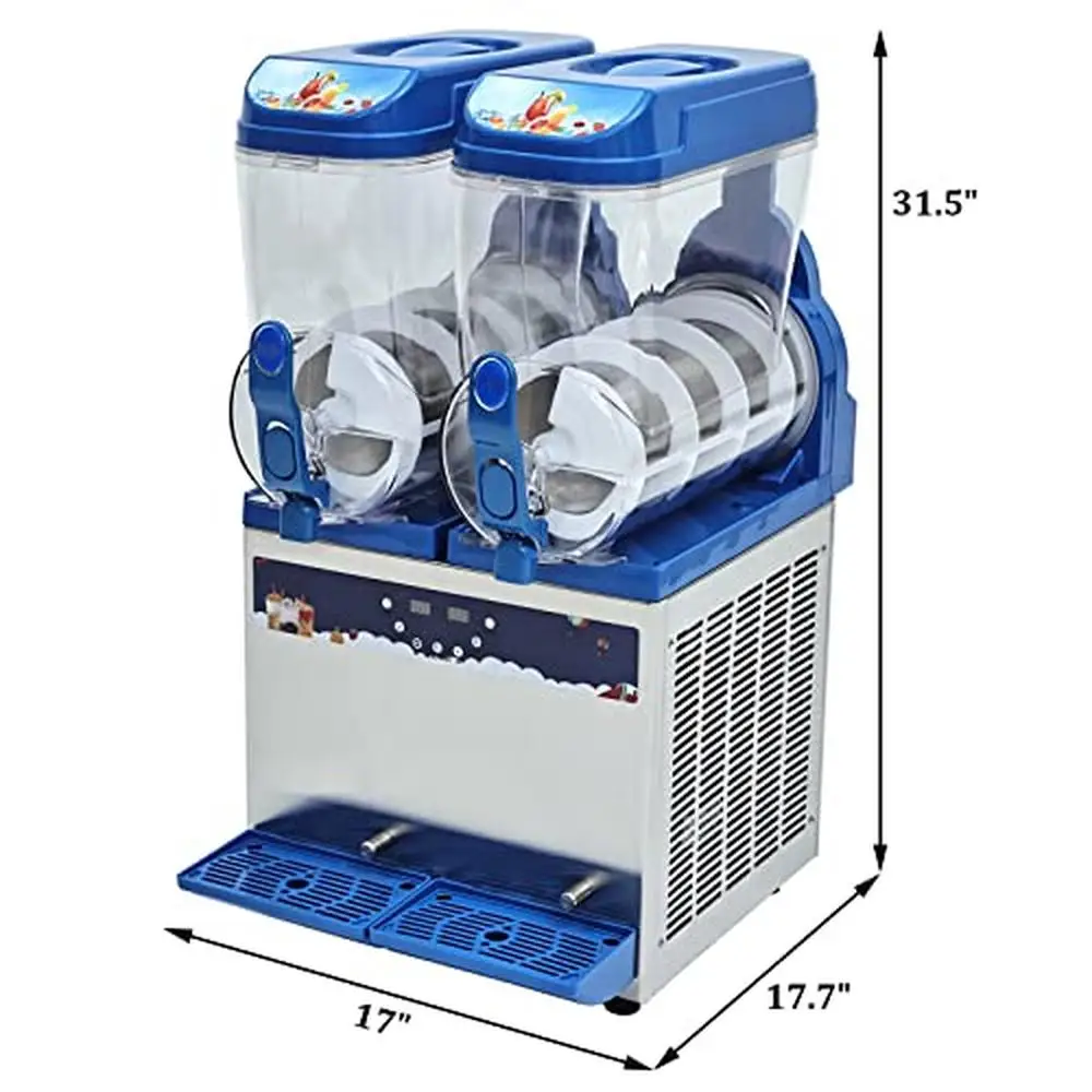 Commercial Slushy Machine 8 Gallons Stainless Steel Margarita Smoothie Maker Cocktail Ice Juice 2 Tanks LED Control Kit 1000W 3