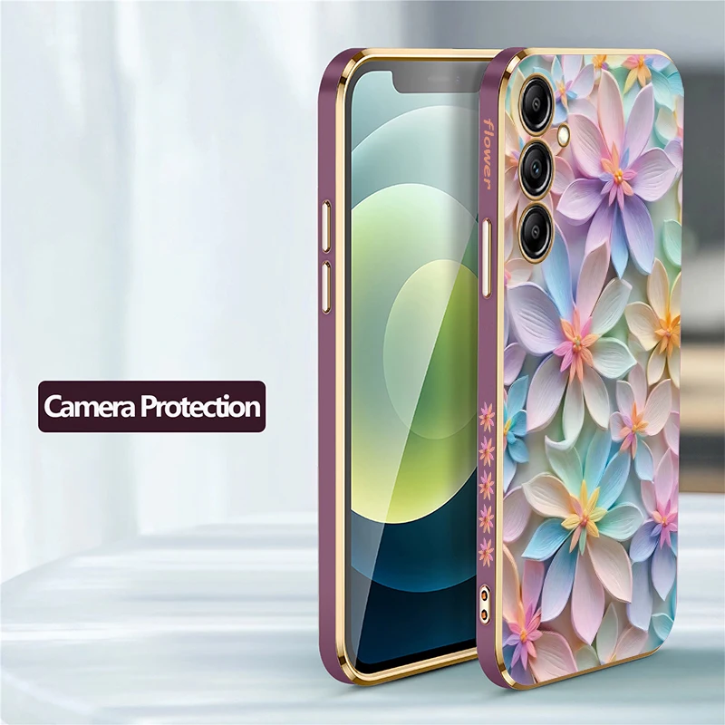 Floral Pattern Soft Silicone Plating Phone Case