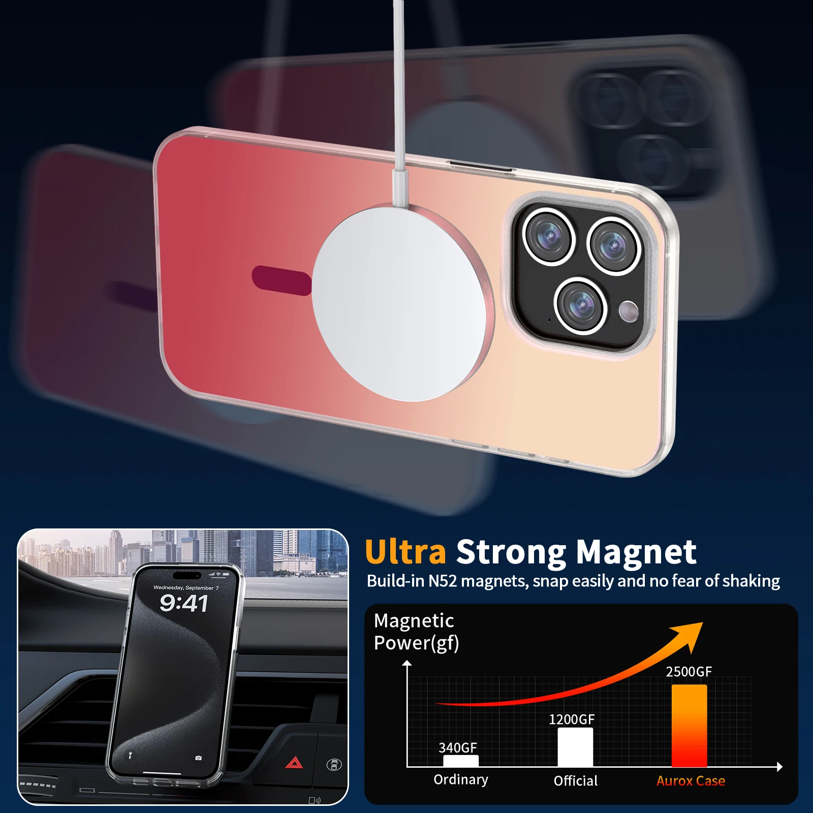Magsafe Wireless Charge Phone Case Shockproof Magnetic Phone Case For iPhone15 14 13 Serie Transparent Matte Gradient Phone Case