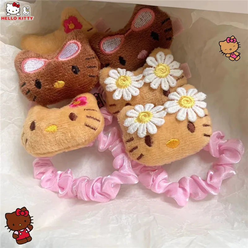 

kawaii hello kitty plush toy sanrio y2k Hair Circle Hawaiian Collection black skin Headdress cute Hair Accessories gift for girl