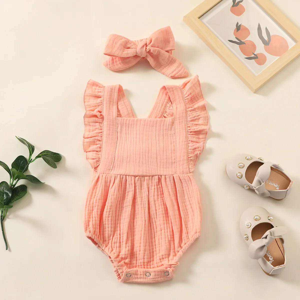 Baby rompers Newborn Infant Baby Girls Romper and Headband Muslin