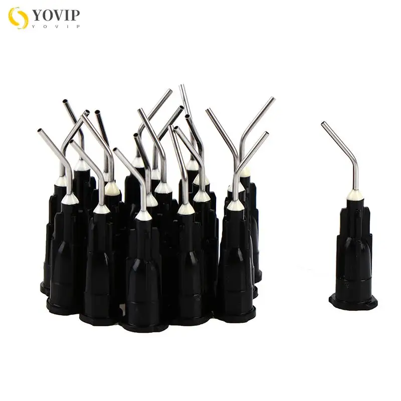 20pcs Dental Irrigation Bent Needle Tips Flow Etchant Resin Delievery Syringe Dentist Tools