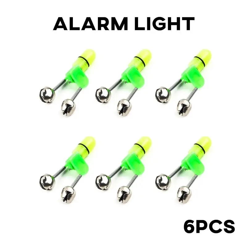6 Cloches Luminiscentes Pêche Nuit Double Anneau Alarme Morsure Poissons Accessoires Spéciaux