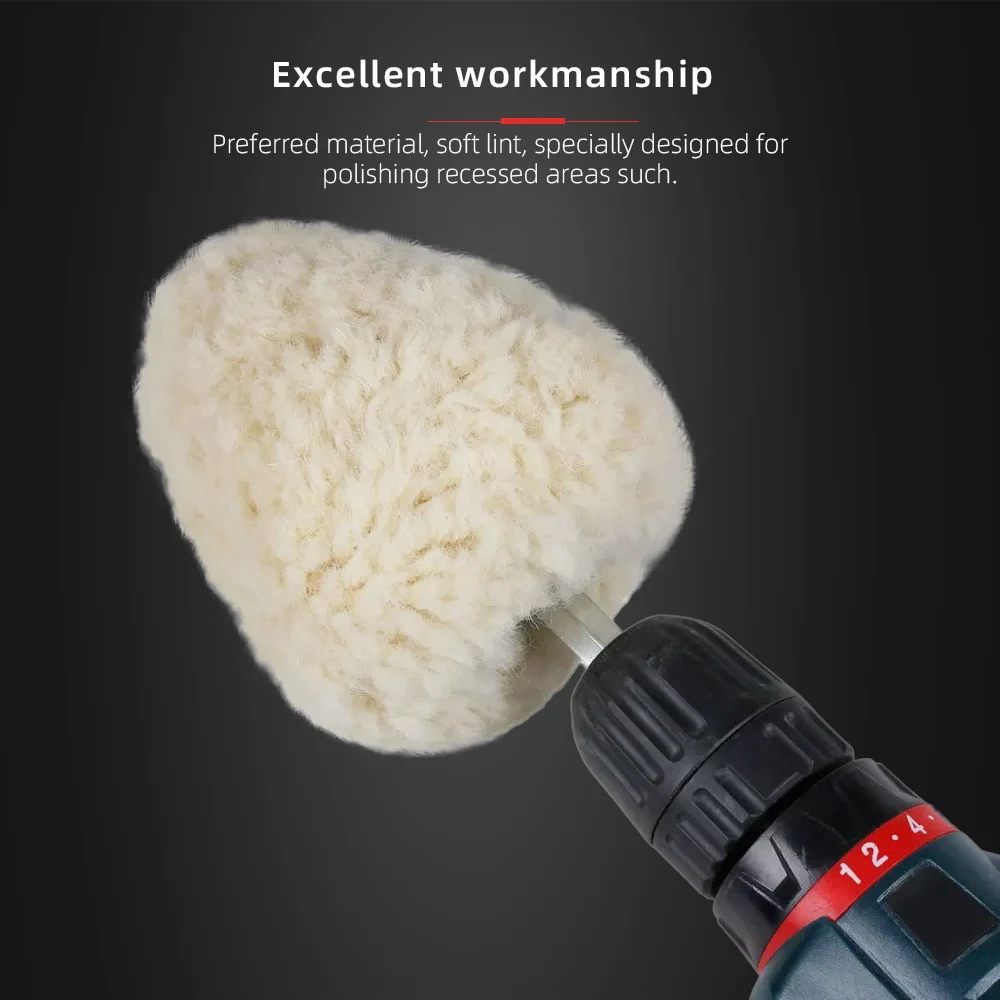 Wool Polishing Ball Car Wash Cleaning Detailing 1PC 4"100mm Quick-Change Hex Shank Wheel Hub Drill Accessories SPTA
