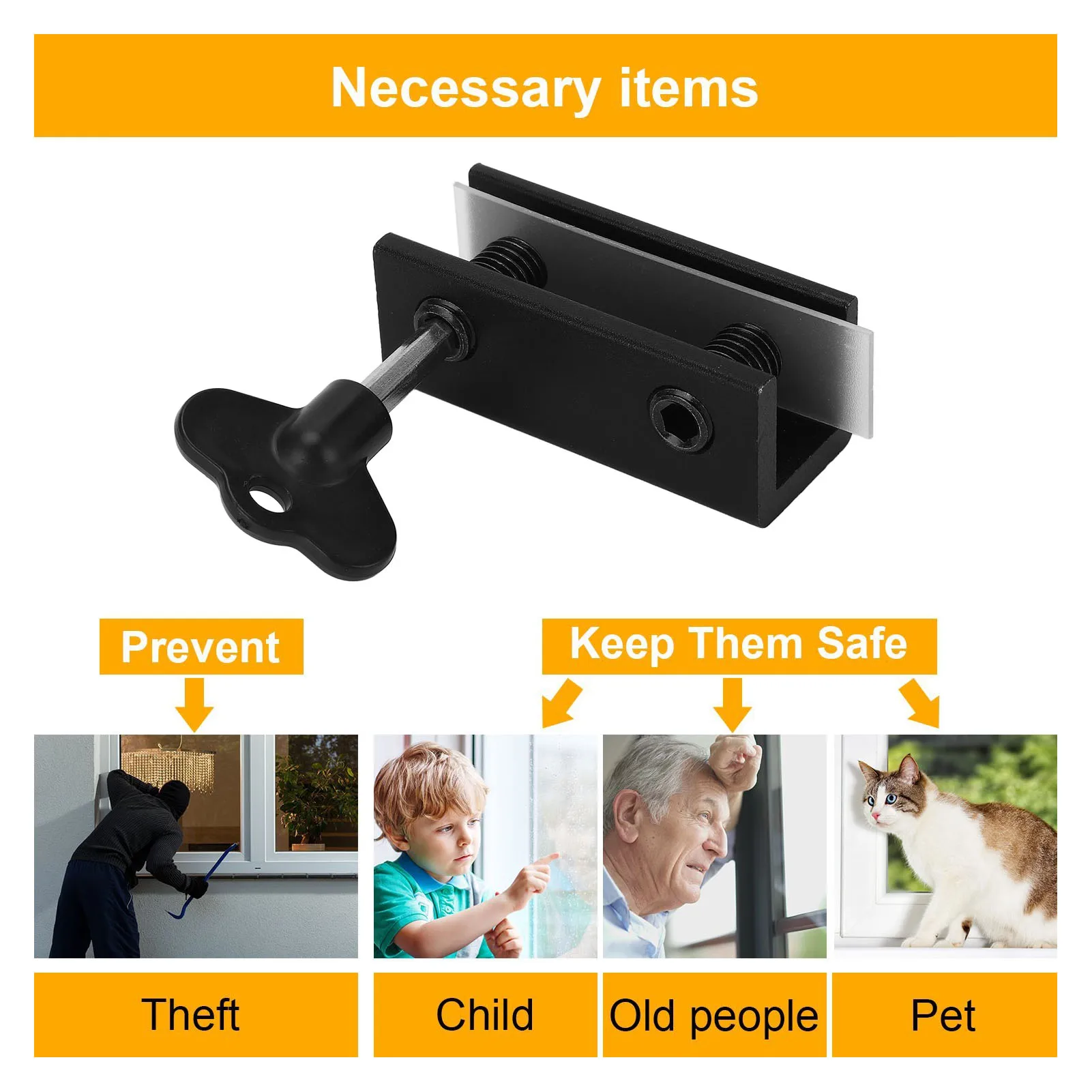 10Pcs Window Lock 2 Holes Sliding Stopper Locks for Pets Anti-theft Non Punch Sliding Window Lock