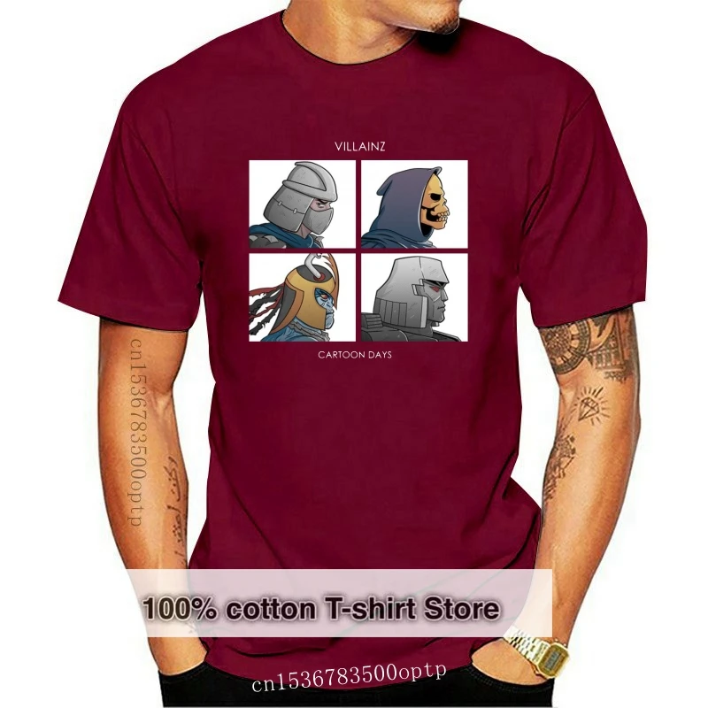 Villainz Cartoon Days Demon Days Parody Black T-Shirt Shredder Skeletor Mumm-Ra Harajuku Tee Shirt