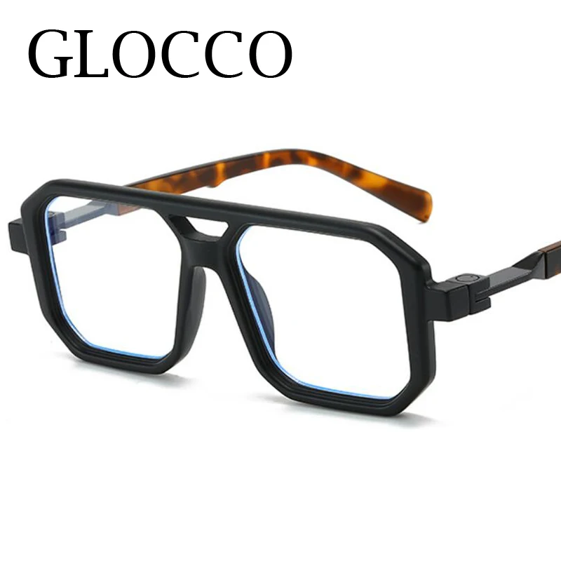 New Square Pilot Reading Glasses Optical Anti Blue Light  Double Bridge Green Eyeglasses Luxury Brand Prescription Clear Glasses 4