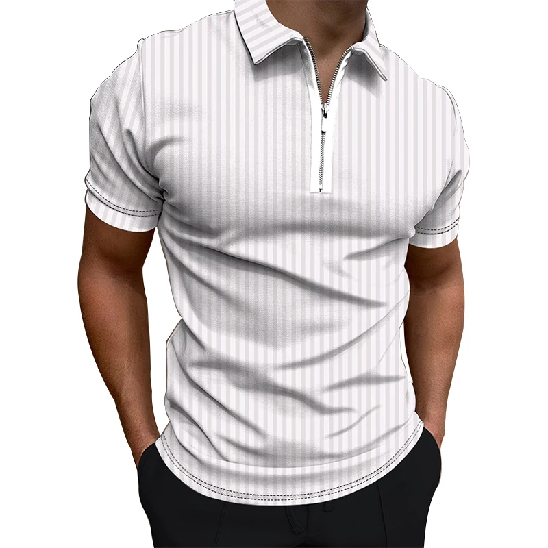 

Men Summer Short Sleeve Fashion Slim Fit Sport Zipper Polo Shirt Tops .