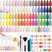 48 Colors Nude Pink Brown Glitter Dipping Powder with Dip Liquid Set & Essential Manicure Tools for Valentines Nails Women Gifts 1