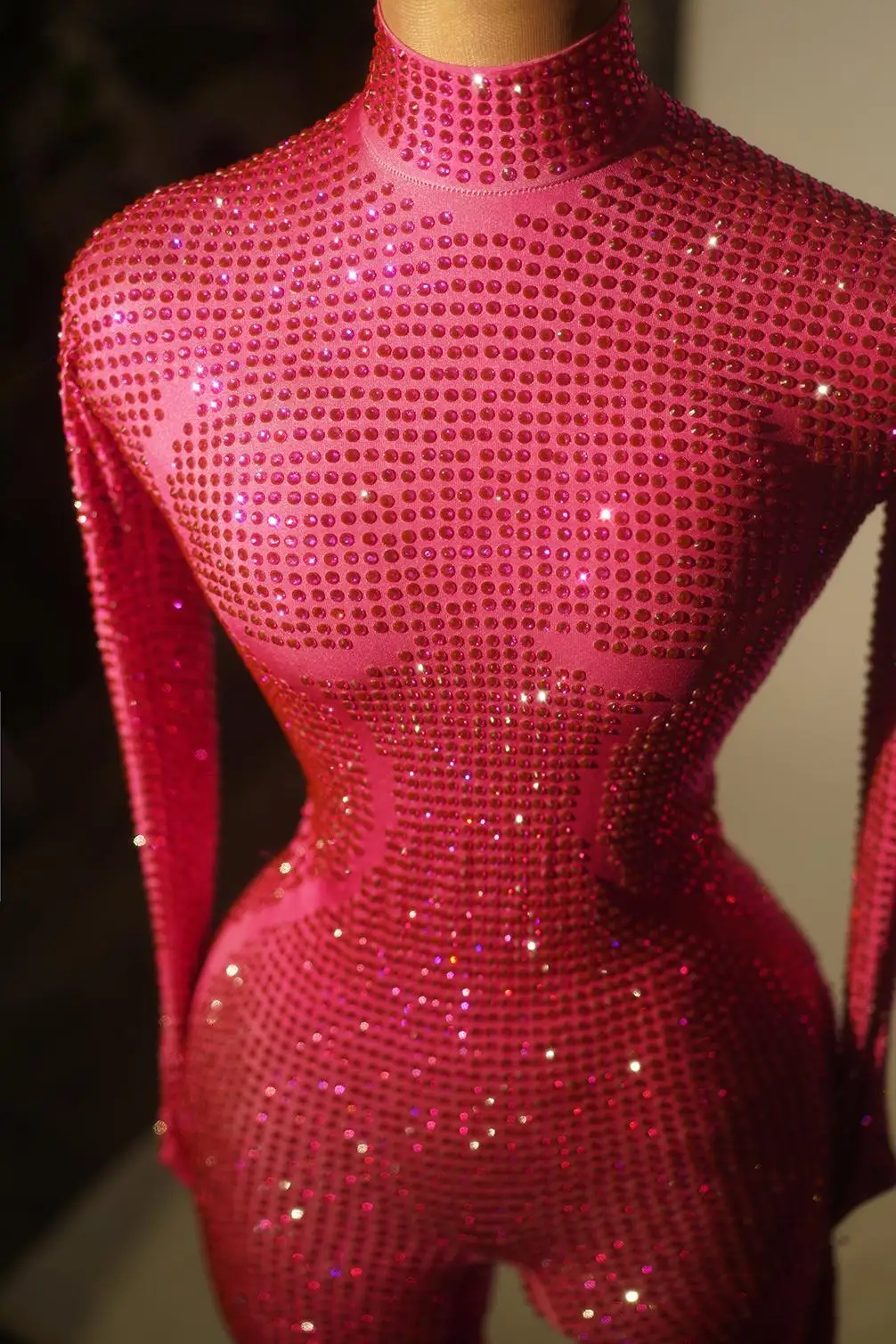 Gorgeous Long Sleeves Night Club Singer Dancer Stage Performance Costume Party Rompers Lady Rhinestone Jumpsuits Jingdian