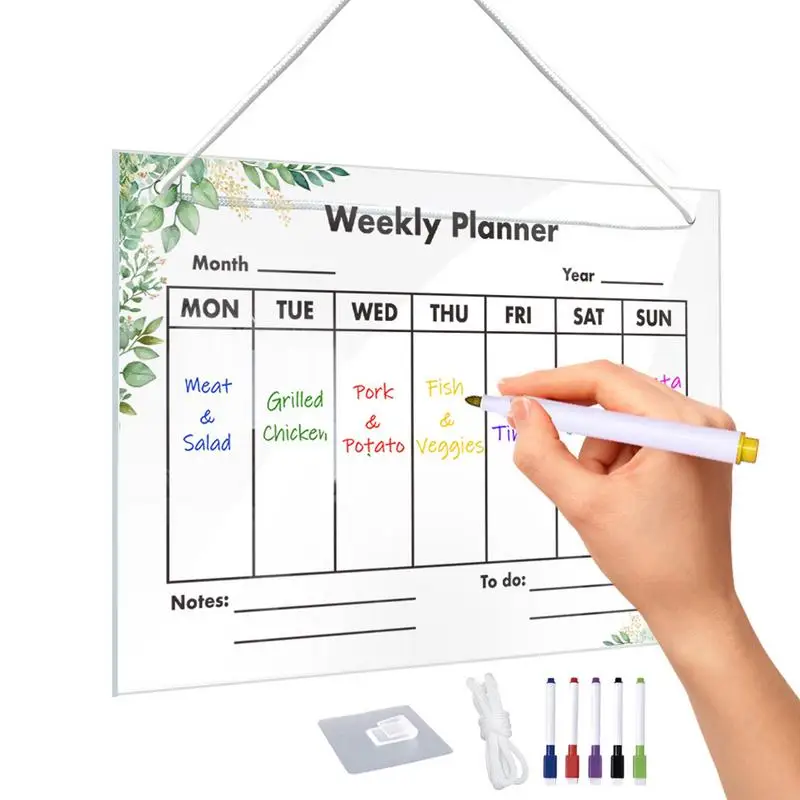 

Weekly Dry Erase Board Planning Board Weekly Calendar Acrylic Planning Board With 6 Markers Note Board Set For List Planning