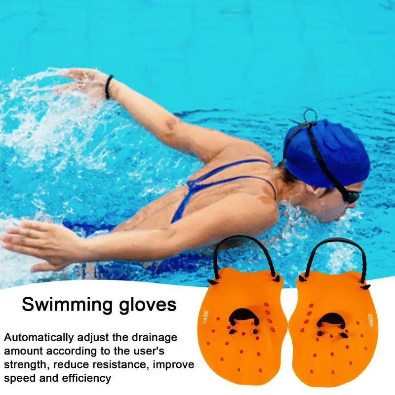 Swimming paddles Adjustable Kids Silicone Swimming Paddles Portable Adults Gear With Drainage Holes Reusable For Hands