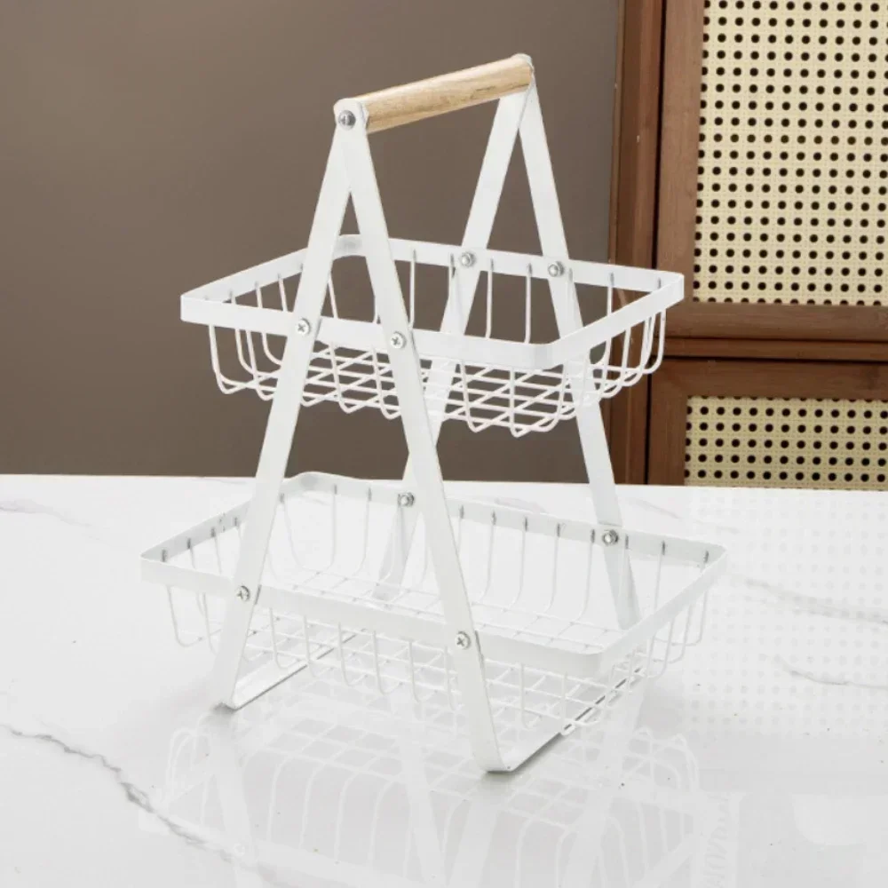 Fruit Metal Basket Fold Household Fruit Basket High-capacity Simplicity Beautiful Antirust Removable Kitchen Vegetable Basket 5