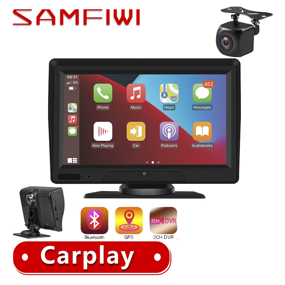 7'' Car Portable Front and Back Camera Wireless CarPlay Tablet Android Radio Multimedia