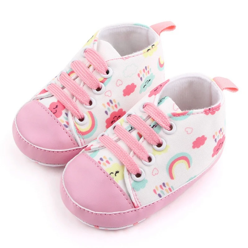 1Pair Spring Autumn Baby Boys Girls Cartoon Pattern Casual Sneaker Lace-up Infant Soft-soled Toddler Shoes For 0-18M 1