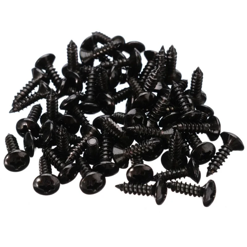 Premium Set of 50 Gold, Black, Silver Electric Guitar & Bass Pickguard Screws - Wholesale Metal Fasteners for Pickguards and Covers