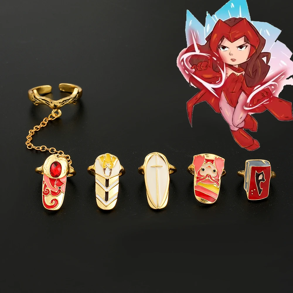 Superhero Scarlet Witch Fashion Nail Rings For Women Marve Avengers Accessori Per Girl Armor Rings Y2K Jewelry Gift