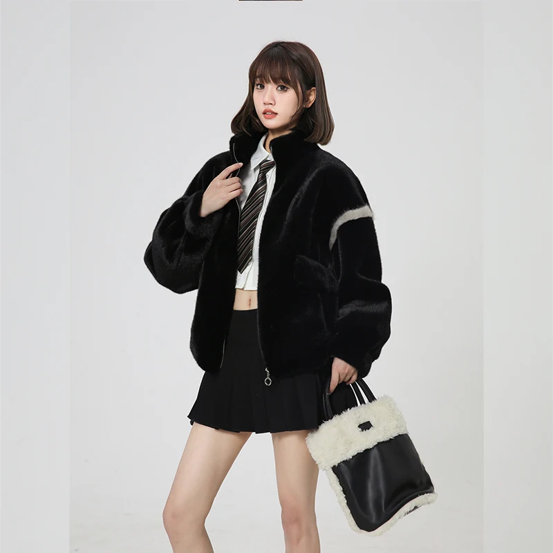 

Fall/Winter 2023 Fur One Piece Contrast Fur Loose Trend Women's Thickened Jacket