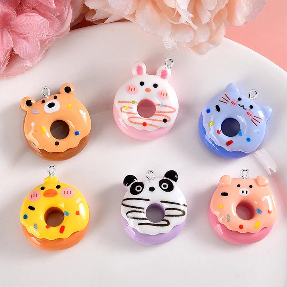 

10PCS Shiny Animal Donuts Series Flat Back Charms For Earrings Bracelet Hairpin DIY Jewelry Pendants Decoration Accessories