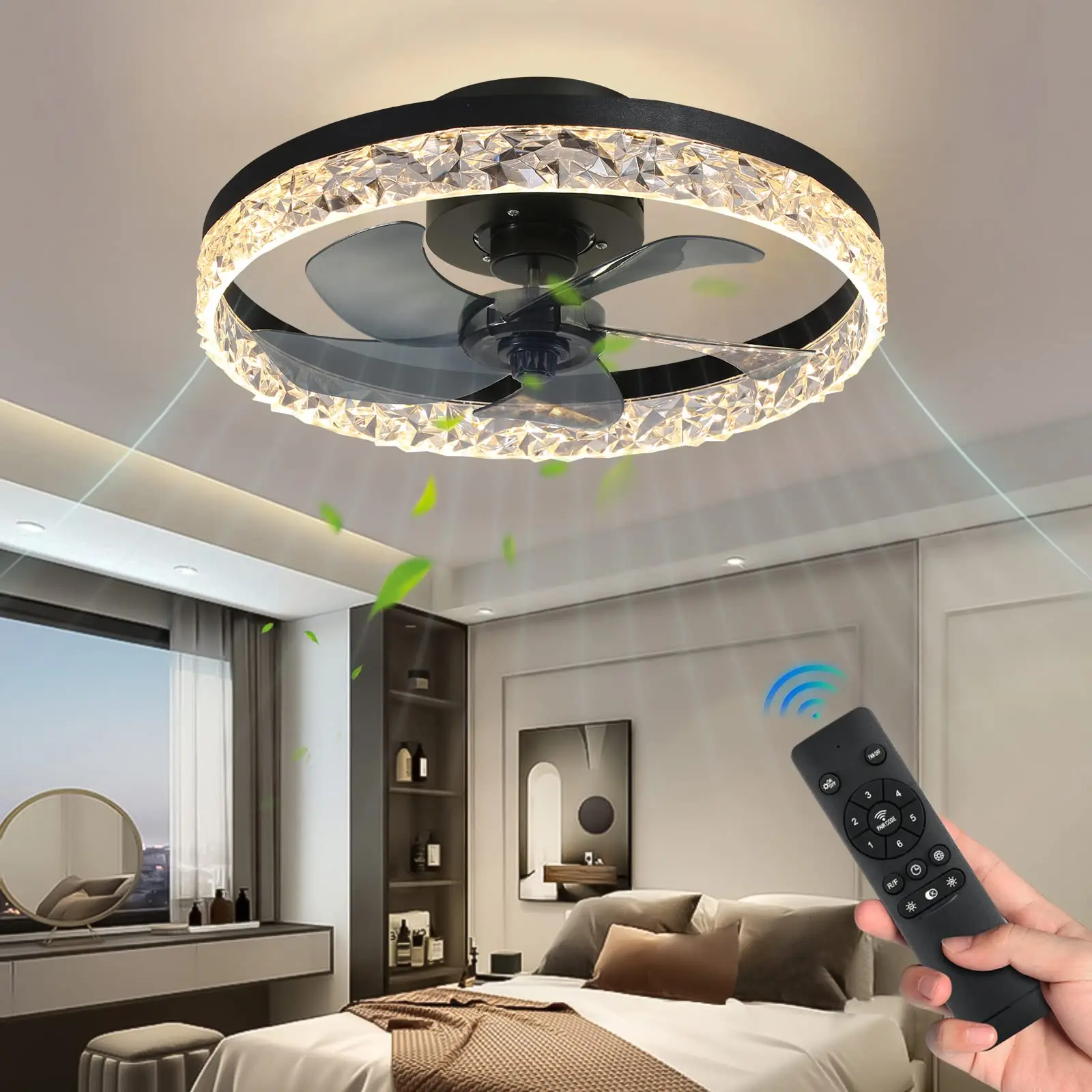 Applique Da Parete Lampada Da Soffitto Con Ventilatore Per Camera Da Letto Lampada Da Soffitto Moderna E Silenziosa Con Ventilatore A LED, Dimmerabile Con Telecomando. Lampada Da Soffitto A Velocit&agrave; D
