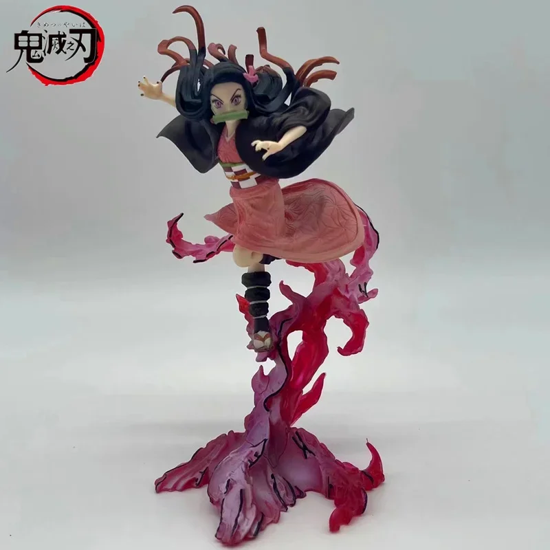 21Cm Anime Demon Slayer Kamado Nezuko Battle Form Statue Pvc Full-Length Action Figure Model Toys Gift